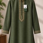Embroidered Panjabi – Deep Olive Green