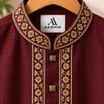 Embroidered Panjabi – Classic Maroon