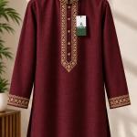 Embroidered Panjabi – Classic Maroon