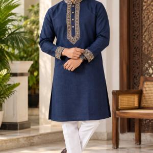 Embroidered Panjabi – Royal Navy Blue