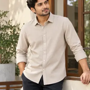 AARMIR Premium Remy Cotton Shirt – Classic Beige