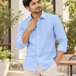 AARMIR Premium Remy Cotton Shirt – Sky Blue