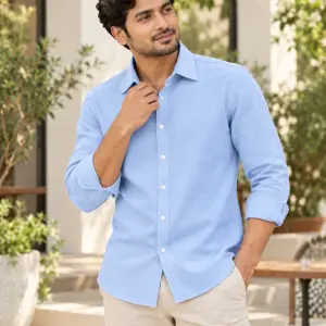 AARMIR Premium Remy Cotton Shirt – Sky Blue