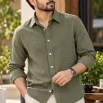 AARMIR Premium Remy Cotton Shirt – Olive Green