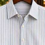 AARMIR Premium Cotton Striped Shirt – Sky Blue & White
