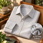 AARMIR Premium Cotton Striped Shirt – Sky Blue & White