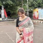 Pure Cotton Ivory Paisley Print Saree with Boutique Pallu Work