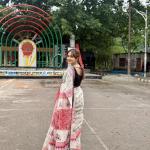 Pure Cotton Ivory Paisley Print Saree with Boutique Pallu Work