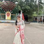 Pure Cotton Ivory Paisley Print Saree with Boutique Pallu Work