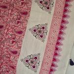 Pure Cotton Ivory Paisley Print Saree with Boutique Pallu Work