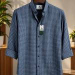 Classic Micro Check Shirt – Steel Blue