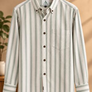 Sage Stripe Full Sleeve Shirt for Men
