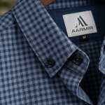 Classic Micro Check Shirt – Steel Blue